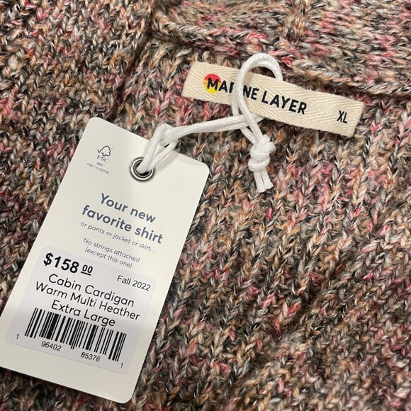 NWT Marine Layer Cabin Cardigan Sweater Women's Sz XL Warm Multi Heather - Picture 3 of 9